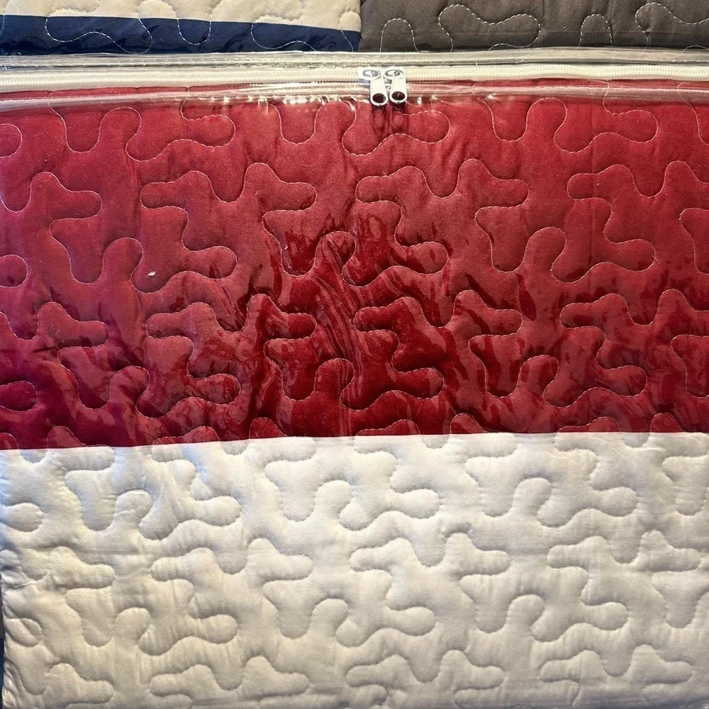 Hotel at home King 3pc Quilt set Red White and Blue Stripes